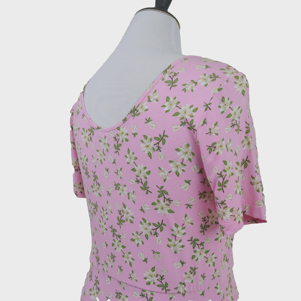 Draper James Size L Tammy Midi T-Shirt Dress Pink Magnolia Floral - Picture 6 of 9